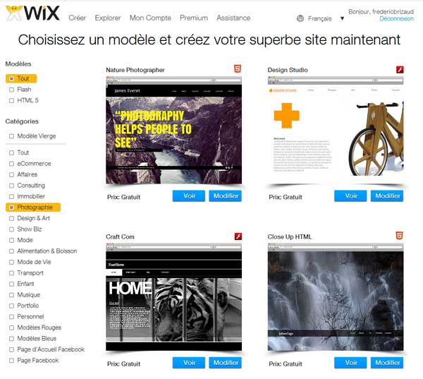 wix site gratuit