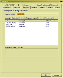 Irfan View - 5 Paramètre langue mt_popup:5 Paramètre langue