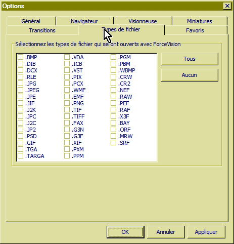 Force Vision - 14 Types de fichiers reconnus mt_popup:14 Types de fichiers reconnus