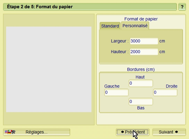 Posterazor - 6 Format du papier - personnalisé mt_popup:6 Format du papier - personnalisé