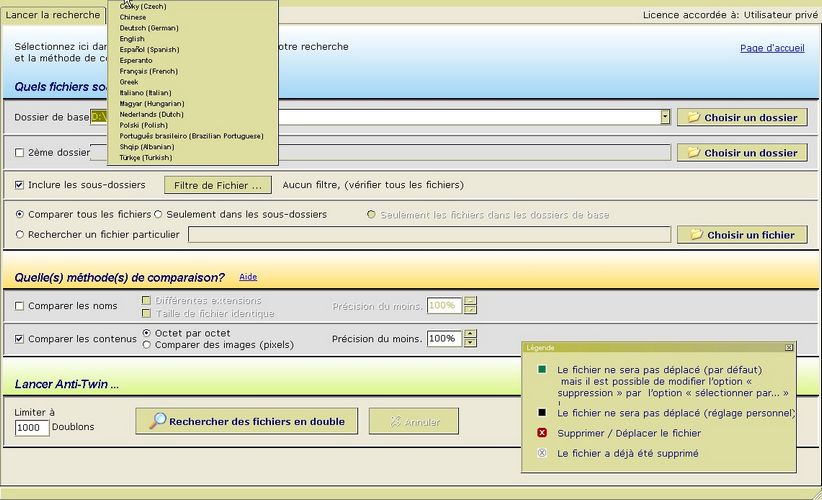 AntiTwin - 1 Interface et choix des langues mt_popup:AntiTwin - 1 Interface et choix des langues