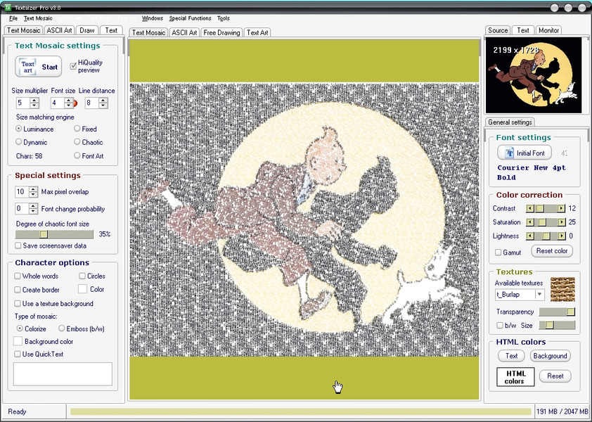 Textaizer - 8 Tintin après ASCII-sation mt_popup:Textaizer - 8 Tintin après ASCII-sation