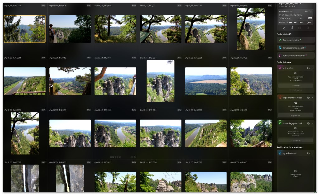 Vue sur quelques outils